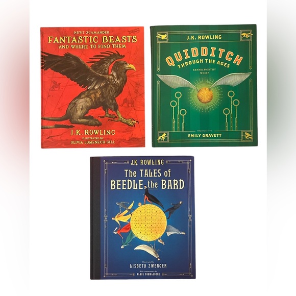 J.K Rowling Hogwarts illustrated Library Hardcover Book Set of 3 Harry Potter - Picture 7 of 9